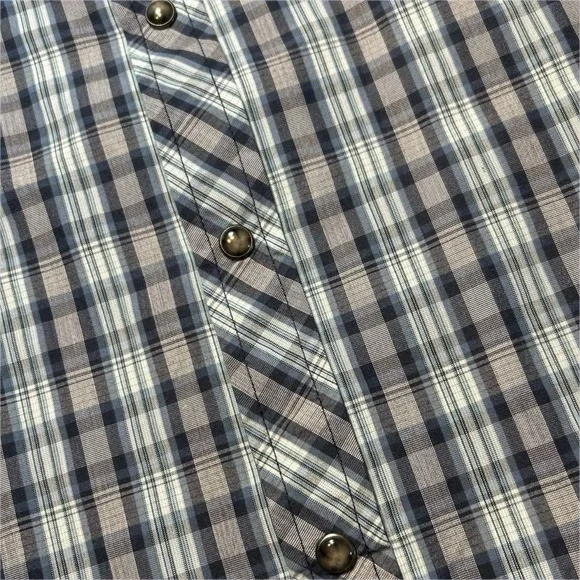 prAna Casual Short Sleeve Button Down Shirt Men's L Plaid Organic Cotton Blend - Picture 8 of 11